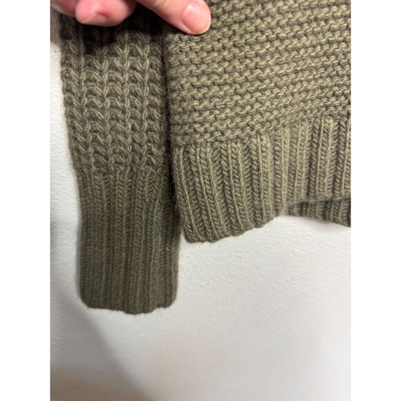 Banana Republic Sz M Chunky Mixed Stitch Turtleneck Sweater Tigers Eye Green - Picture 6 of 12